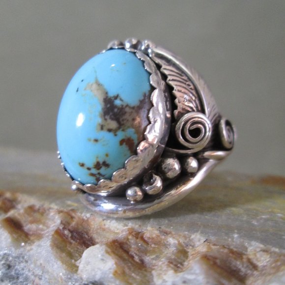 Navajo Turquoise Ring Sterling Silver  Mens Sz 13 - Picture 7 of 8